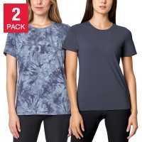 Mondetta Ladies' Tie Dye Tee, 2-Pack, Blue, XX-Large