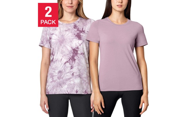  Ladies' Tie Dye Tee, 2-Pack, Purple, Large