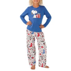 Munki Munki Matching Little & Big Kid Snoopy Holiday Family Pajama Set, Gray, 6