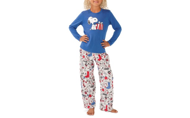  Matching Little & Big Kid Snoopy Holiday Family Pajama Set, Gray, 6