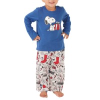 Munki Munki Matching Toddler Snoopy Holiday Family Pajama Set, Gray/Blue, 4T