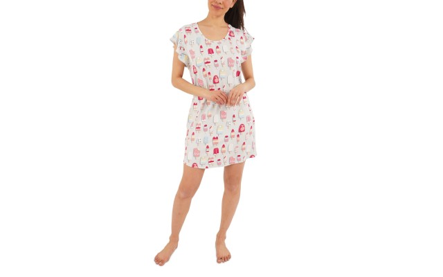  Popsicle-Print Sleep Shirt & Scrunchie Pajama Set, Medium, Multi