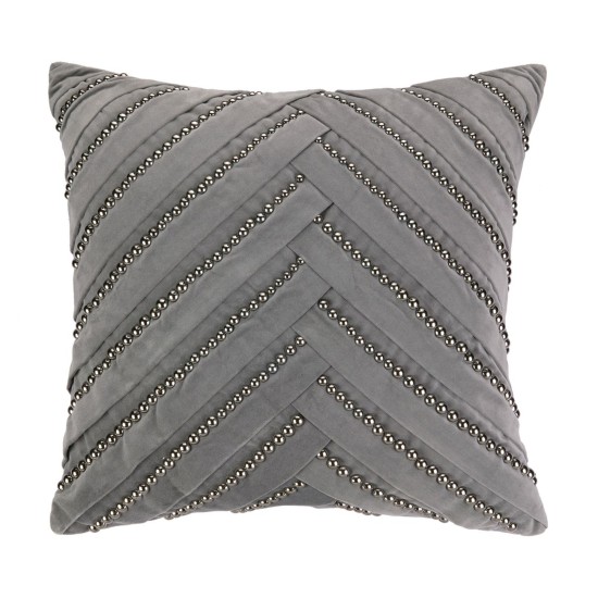 Nanette Lepore Villa Velvet Riveted Pillow, Pleat, Grey