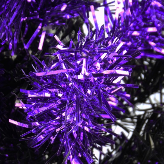  National Tree 2′ Tinsel Tree-Black and Purple