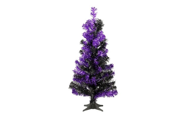  National Tree 2' Tinsel Tree-Black and Purple