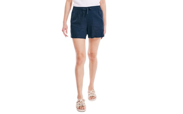  Ladies' Linen Blend Short, Blue, X-Small
