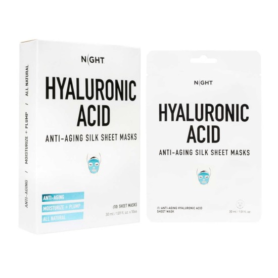  Hyaluronic Acid Anti-Aging Silk Sheet Masks, 10-pack