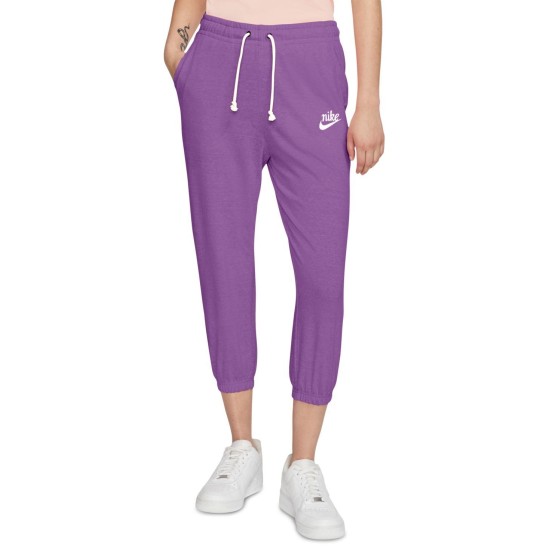 Women’s Plus Size Gym Vintage Capri Pants, Purple, 1X