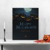   Jack-O'-Lanterns Happy Halloween Wall Art - Blue and Black LED Lighted