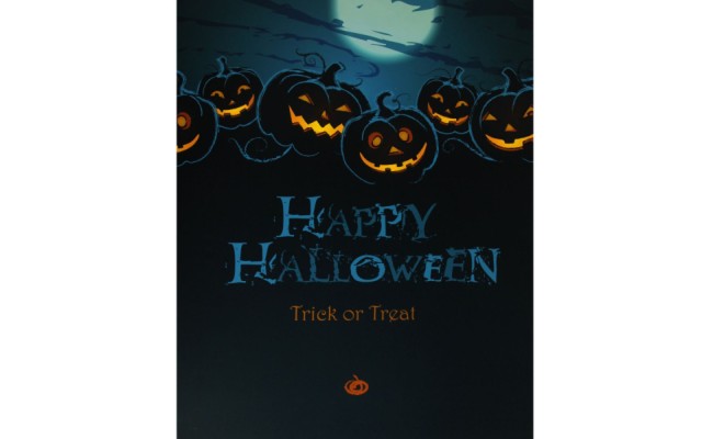   Jack-O'-Lanterns Happy Halloween Wall Art - Blue and Black LED Lighted