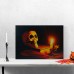   Skull Halloween Wall Art - Black and Orange LED Lighted