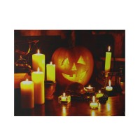 Northlight Northlight Witch's Jack-O'-Lantern Halloween Wall Art - Orange and Yellow LED Lighted
