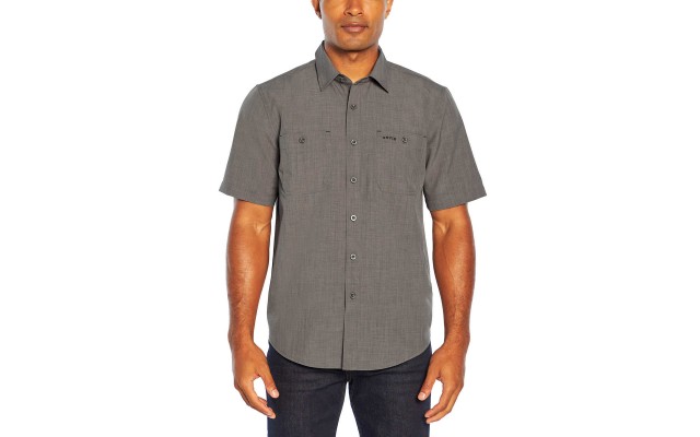  Men’s Short Sleeve Woven, Gray, Medium