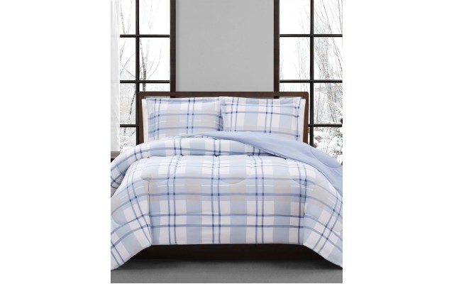 Aaron 2-Pc. Reversible Plaid Twin Comforter Set, Blue