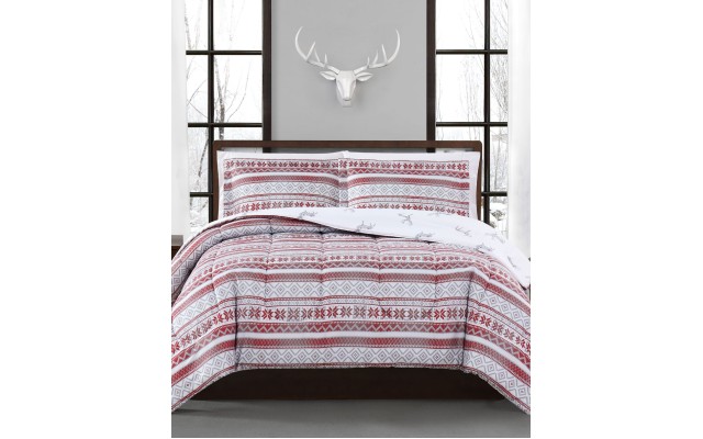  Holiday Fair Isle 3-Pc. Reversible King Comforter Set, RED