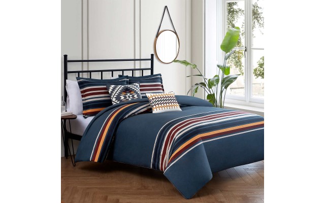  Lake Stripe 5-piece Comforter Set, One Color, King