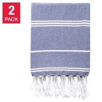Peshtemal Turkish Towels  2-piece Set, Dark Blue