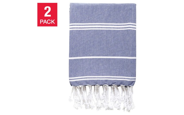 Peshtemal Turkish Towels  2-piece Set, Dark Blue