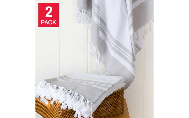 Peshtemal Turkish Towels  2-piece Set, Gray