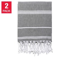Peshtemal Turkish Towels  2-piece Set, Light Gray