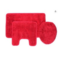 Popular Bath Bath Rug, 3-Piece Set, Red
