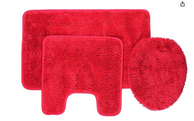  Bath Rug, 3-Piece Set, Red