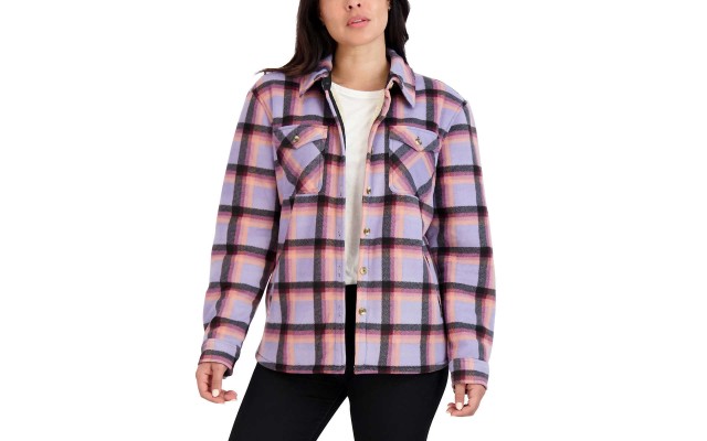 Sage Ladies' Plush Shirt Jacket, Purple, Medium