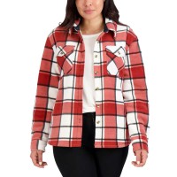 Sage Ladies' Plush Shirt Jacket, Red, Small