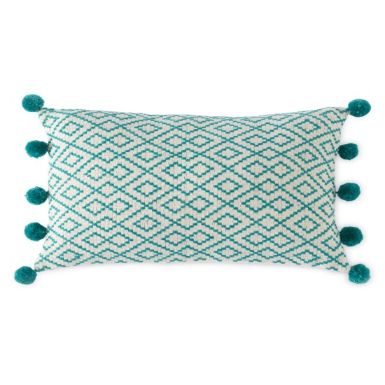  Biscayne Pompom Pillow, Turquoise