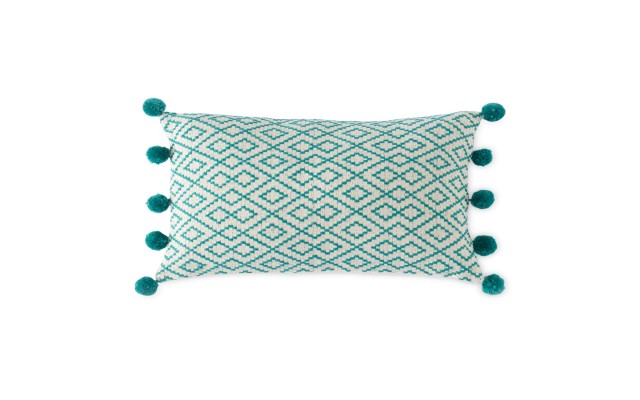  Biscayne Pompom Pillow, Turquoise