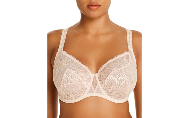  Women’s Promesse Full Cup Plunge Underwire Bra, Beige, 34C