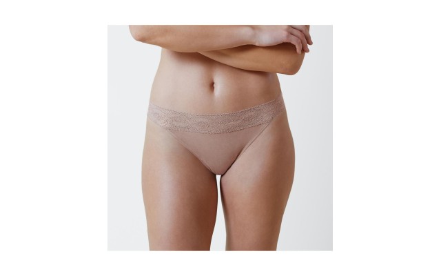  Women’s Petal Cotton Thong, Beige, One Size