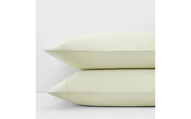  500TC Sateen Wrinkle-Resistant Thread Count 2 King Pillowcases, Aloe Green