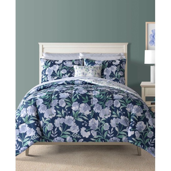  Bella Blue 12-Pc. Reversible Queen Comforter Set Bedding Blue