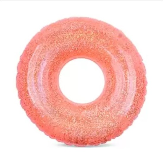  Pool Ring | Neon Coral Glitter