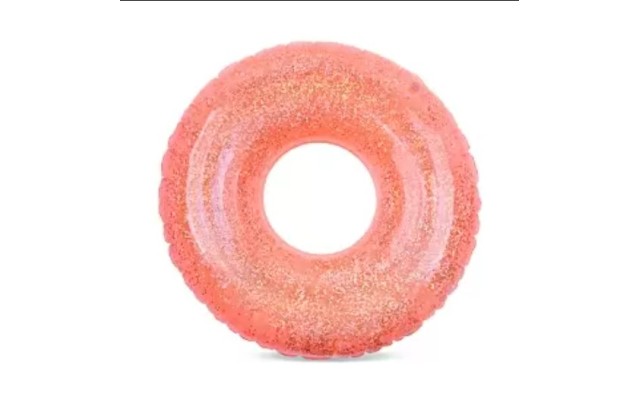 Pool Ring | Neon Coral Glitter