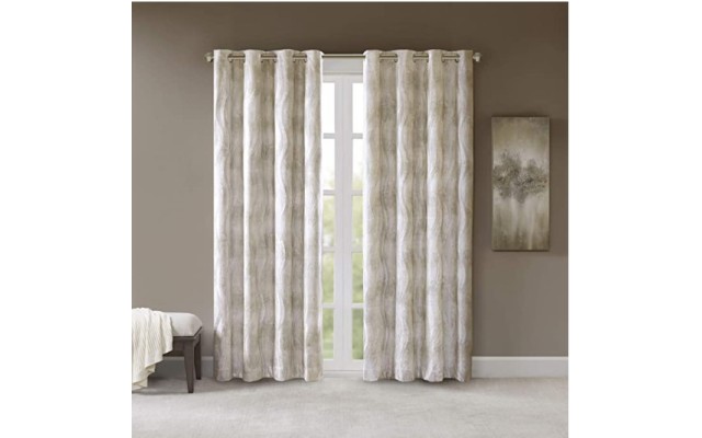 Sunsmart Alastair Ivory Printed Jacquard Total Blackout Single Curtain Panel