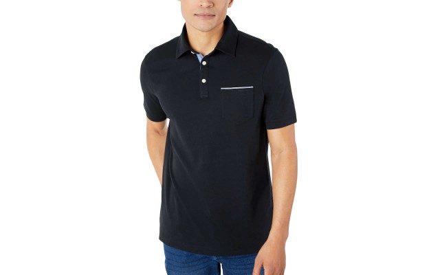  Men's Interlock Polo, Black, Large