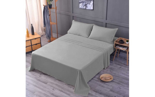  Wrinkle Free Sheet Sets with Deep Pockets & Stain Resistant, 1800 Thread Count Bamboo Based, Silver, Full