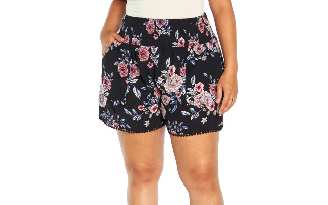  Ladies' Printed Short, Black, Large