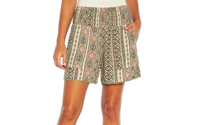  Ladies' Printed Short, Green, Large