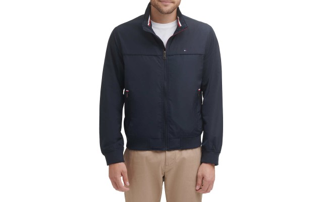 Tommy Hilfiger Men’s Golf Bomber Jacket, Blue, Large