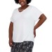  Ladies' V-neck Top, White, Medium