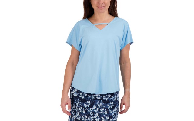  Ladies' V-neck Top, Blue, Large
