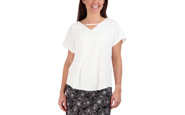  Ladies' V-neck Top, White, Medium