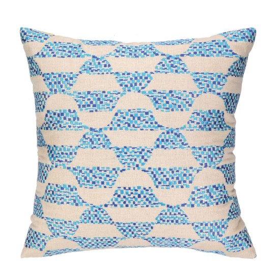  Residential Linen Embroidered Pillow, Ventura, Blue