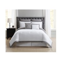 Truly Soft Everyday King Hotel Border Comforter Sets, White/Gray, King