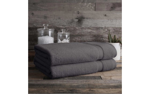 Turkish Towels Organic 2-piece Bath Sheet Set, Dark Gray