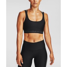 Under Armour Womens Compression Cross-Back Mid-Impact Sports Bra, Black, Small