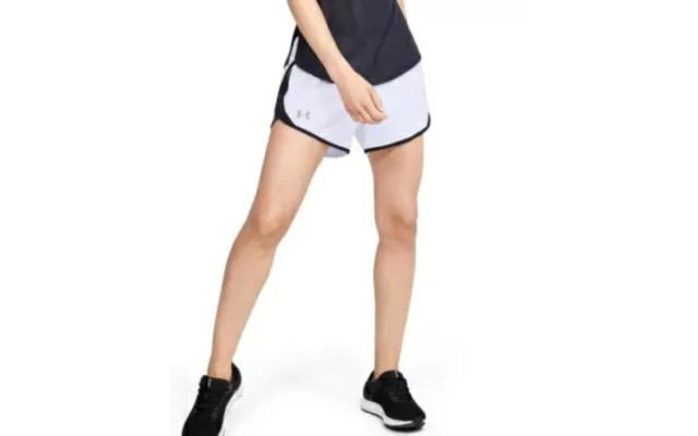  Women’s Fly By 2.0 Running Shorts, White/Black, Large